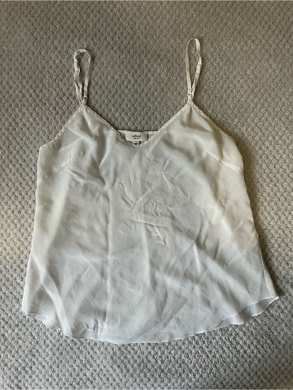 Aritzia Wilfred OffWhite 100% Silk Camisole babydoll tank with adjustable Straps